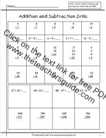 addition and subtraction drills worksheet
