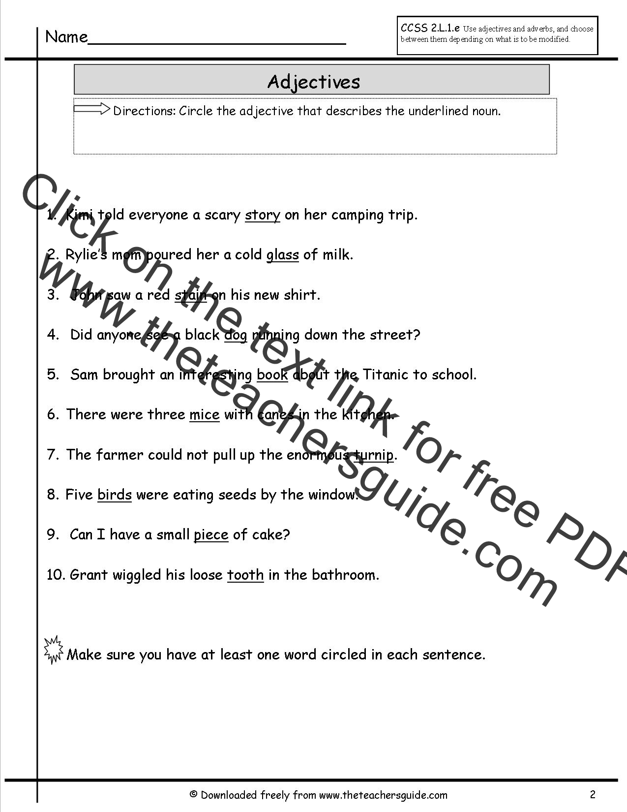 Adjectives Worksheets From The Teacher s Guide