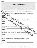 cause and effect worksheet