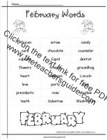 february word list printout