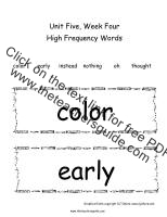 first grade wonders unit five week four printout  high frequency words cards