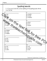first grade wonders unit five week four printout  spelling test pick one