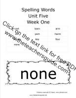 wonders first grade unit five week one printout spelling words cards
