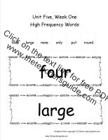 wonders first grade unit five week one printout high frequency words cards