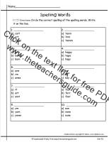 wonders first grade unit five week one printout spelling test pick one