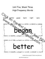 first grade wonders unit five week three printouts high frequency words cars
