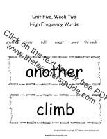 first grade wonders unit five week two printouts high frequency words cards