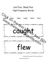 wonders first grade unit four week four printout high frequency words cards