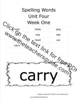 first grade wonders unit four week one printout spelling words cards