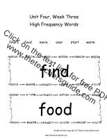 wonders first grade unit four week three printout high frequency words cards