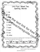 wonders first grade unit four week two printout spelling words