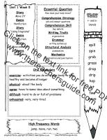 first grade wonders unit one week five weekly outline