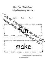 first grade wonders unit one week four high frequency words cards