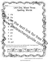 first grade wonders unit one week three spelling words
