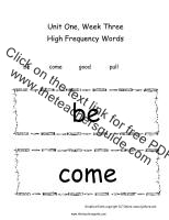 first grade wonders unit one week three high frequency words cards