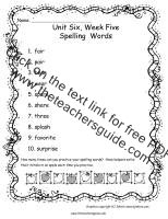 first grade wonders unit six week five spelling words