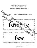 first grade wonders unit six week five high frequency words cards