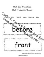 first grade wonders unit six week four high frequency words cards