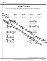 first grade wonders unit six week four spelling word shapes