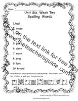 first grade wonders unit six week two printouts spelling words