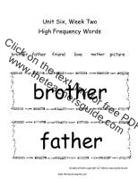 first grade wonders unit six week two printouts high frequency words cards