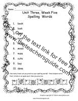wonders first grade unit three week five spelling words list