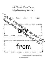 first grade wonders unit three week three high frequency words cards