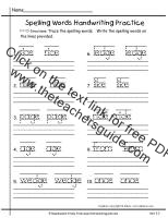 first grade wonders unit three week three spelling words handwriting practice