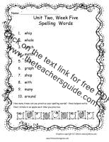 first grade wonders unit two week five spelling words
