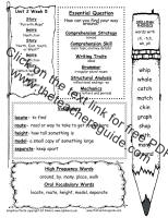 first grade wonders unit two week five weekly outline