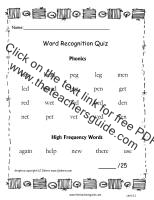 wonders 1st grade high frequency words quiz printout