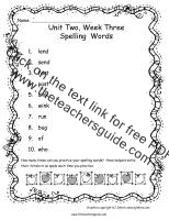 first grade wonders unit two week three spelling words