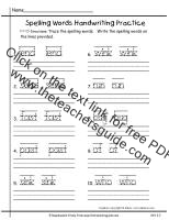 first grade wonders unit two week three spelling handwriting practive