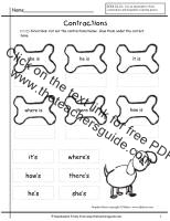wonders first grade unit two week two contractions worksheet