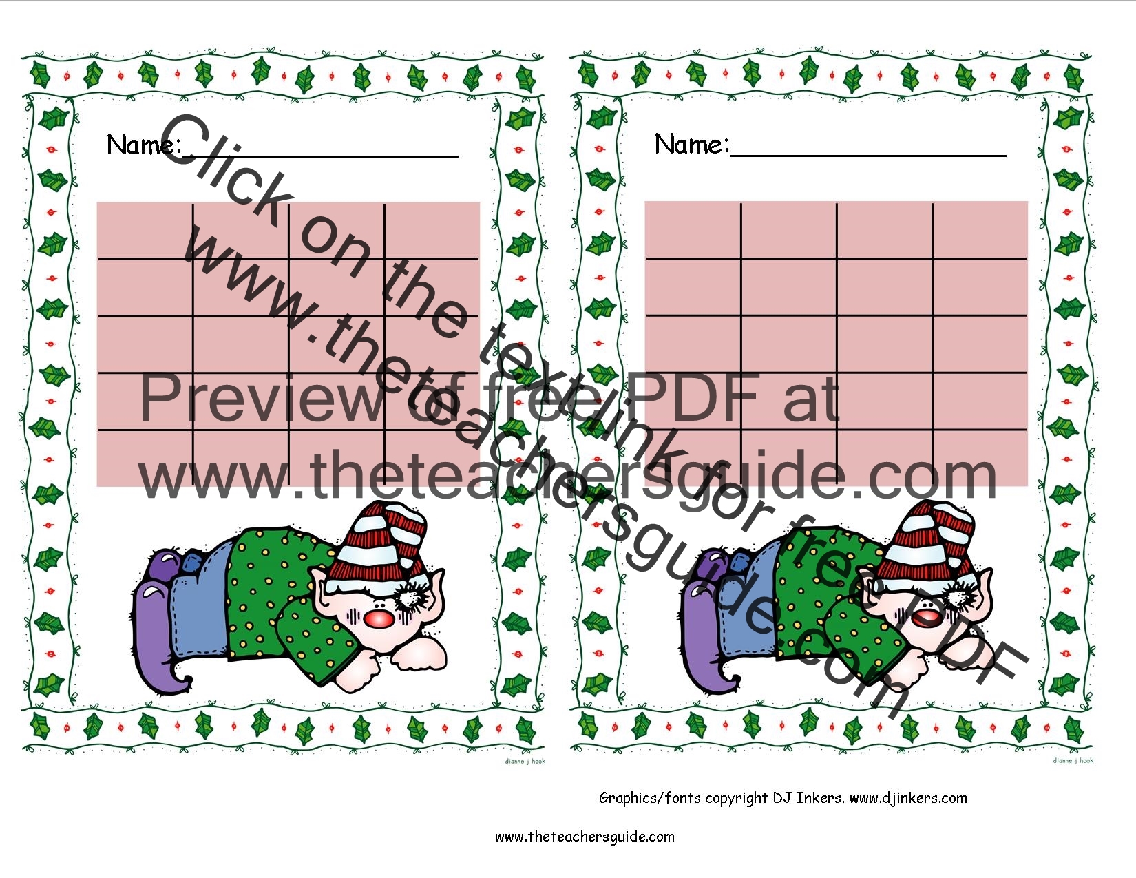 Printable Christmas Elf Reward Chart