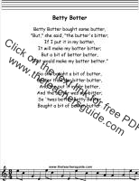 betty botter lyrics printout