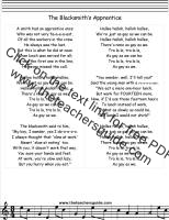 blacksmith's apprentice lyrics printout