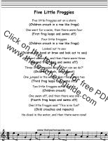 five little froggies lyrics printout