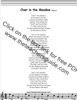 Over in the Meadow lyrics printout