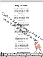 Sally the Camel lyrics printout