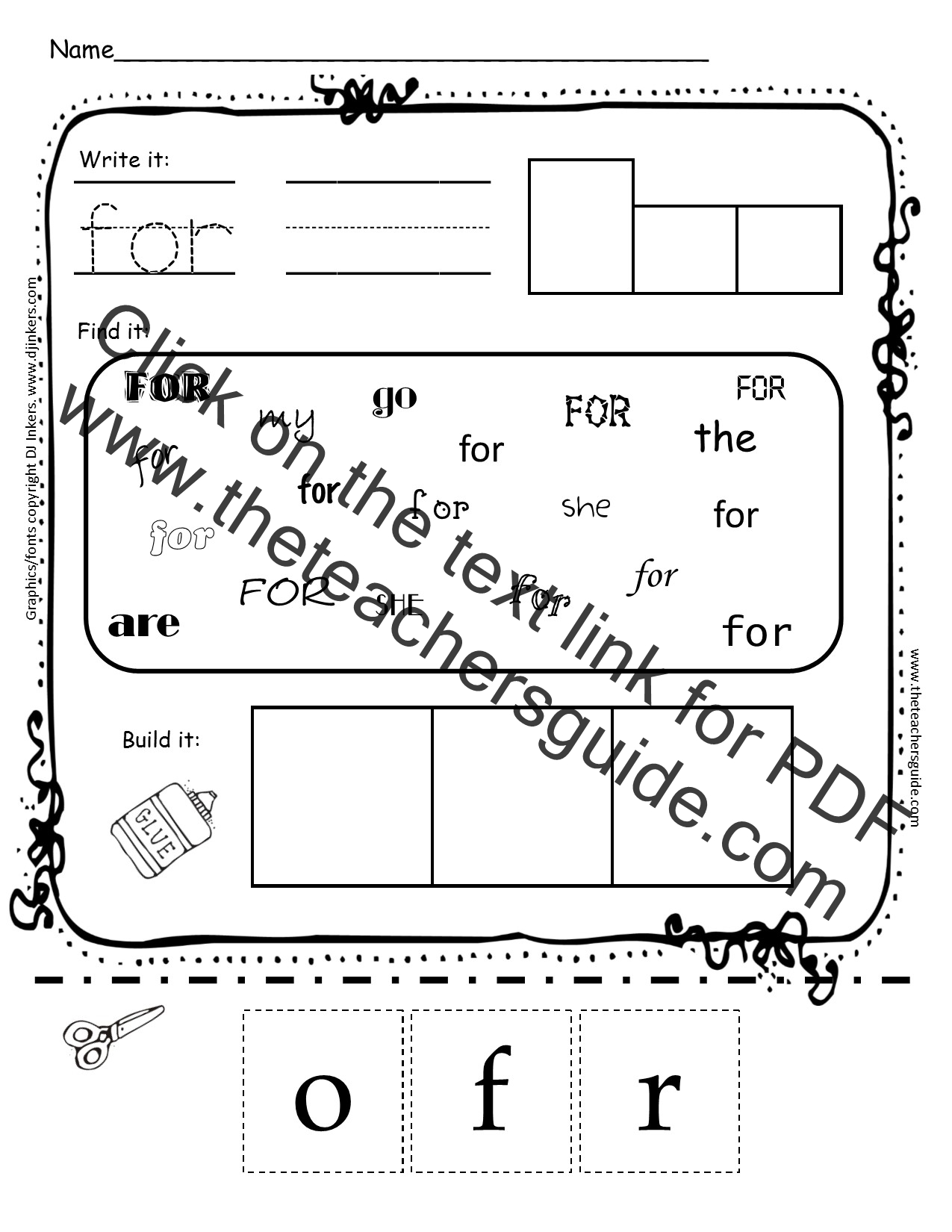 kindergarten-sight-word-printouts-from-the-teacher-s-guide