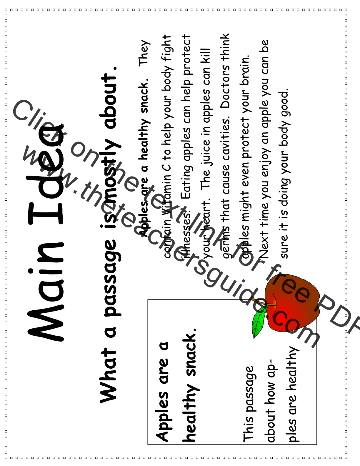 Main Idea Worksheets From The Teacher s Guide