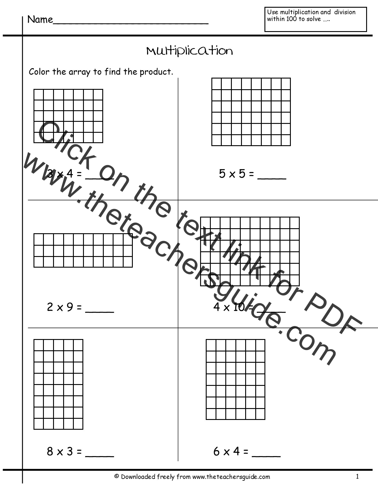 Writing Multiplication From Arrays Worksheet