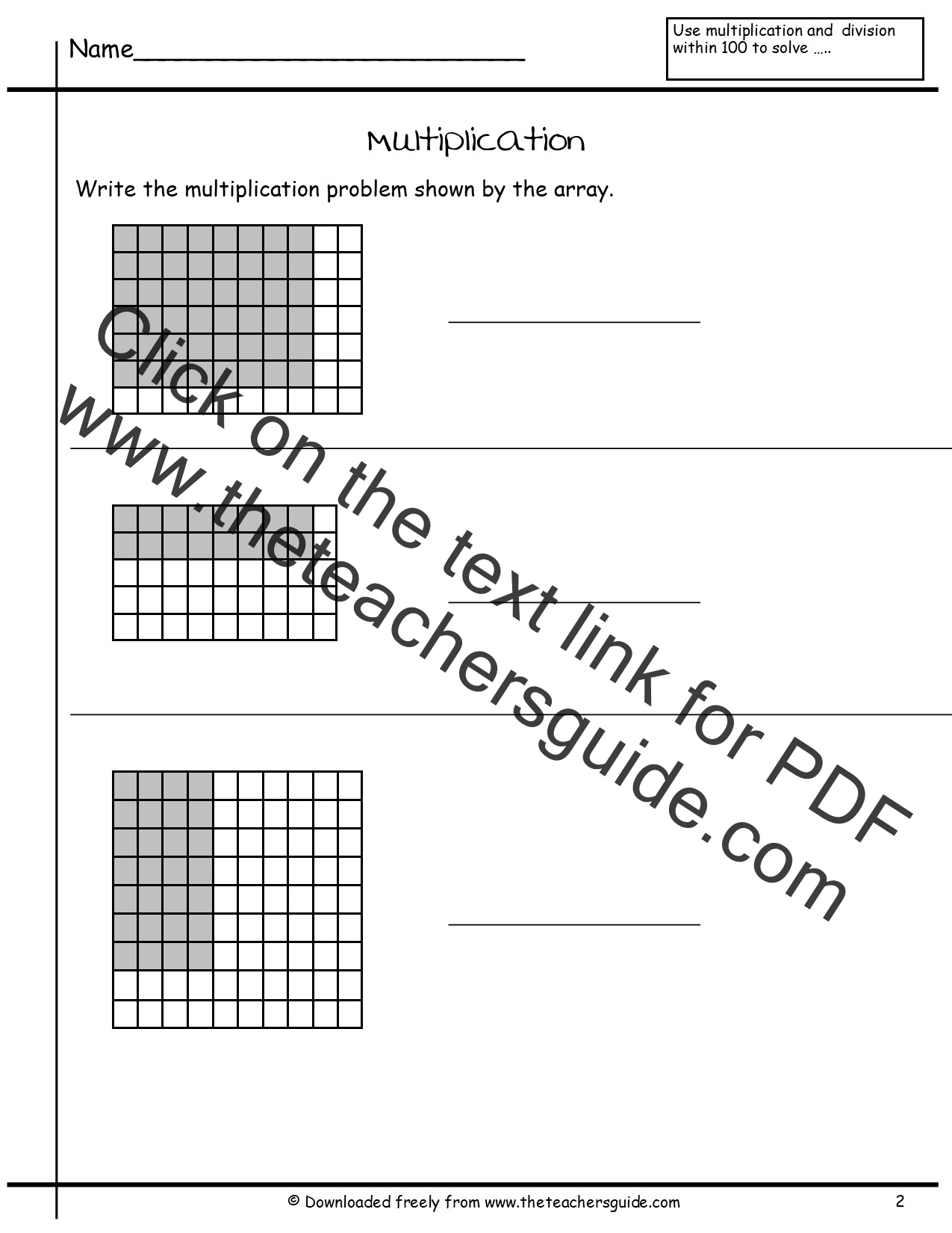 Multiplication Array Worksheets From The Teacher s Guide