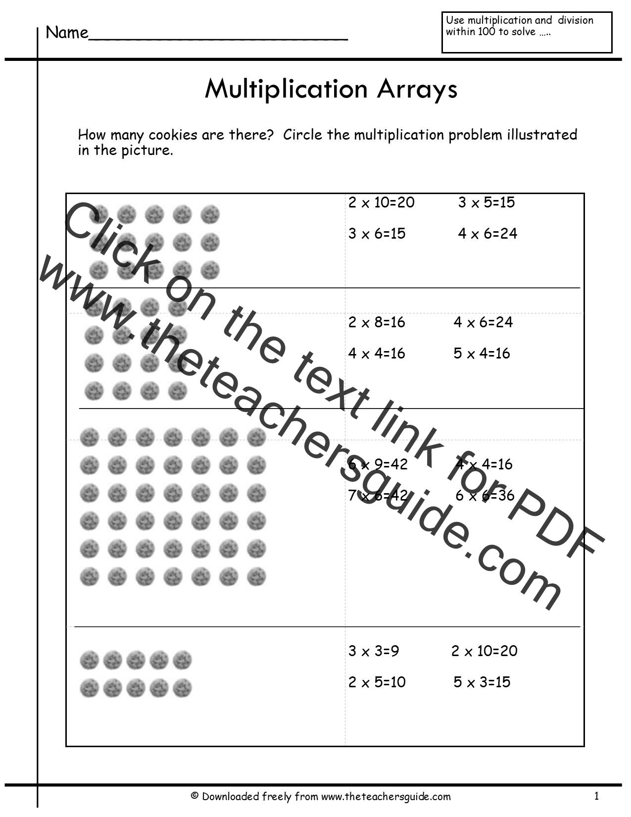  Multiplication Array Worksheets From The Teacher s Guide