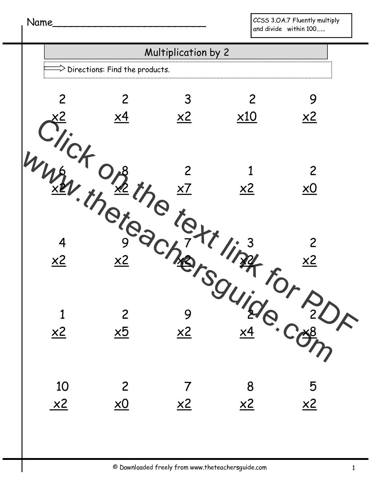 Worksheet With Multiplication Facts