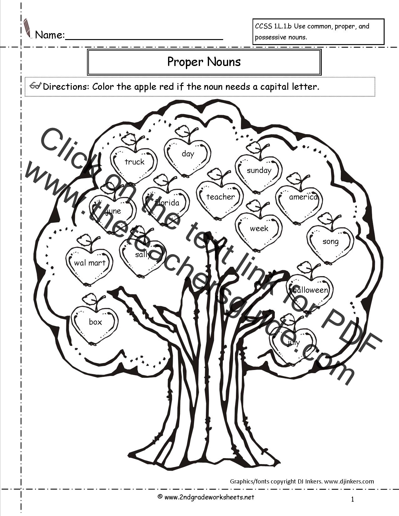 Nouns Homework Worksheet