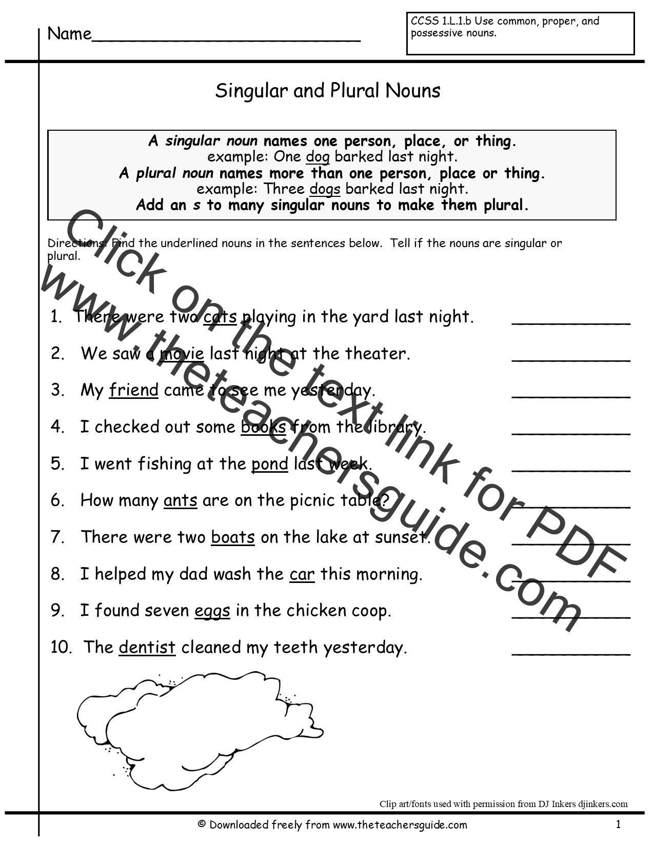 Singular And Plural Nouns Worksheet