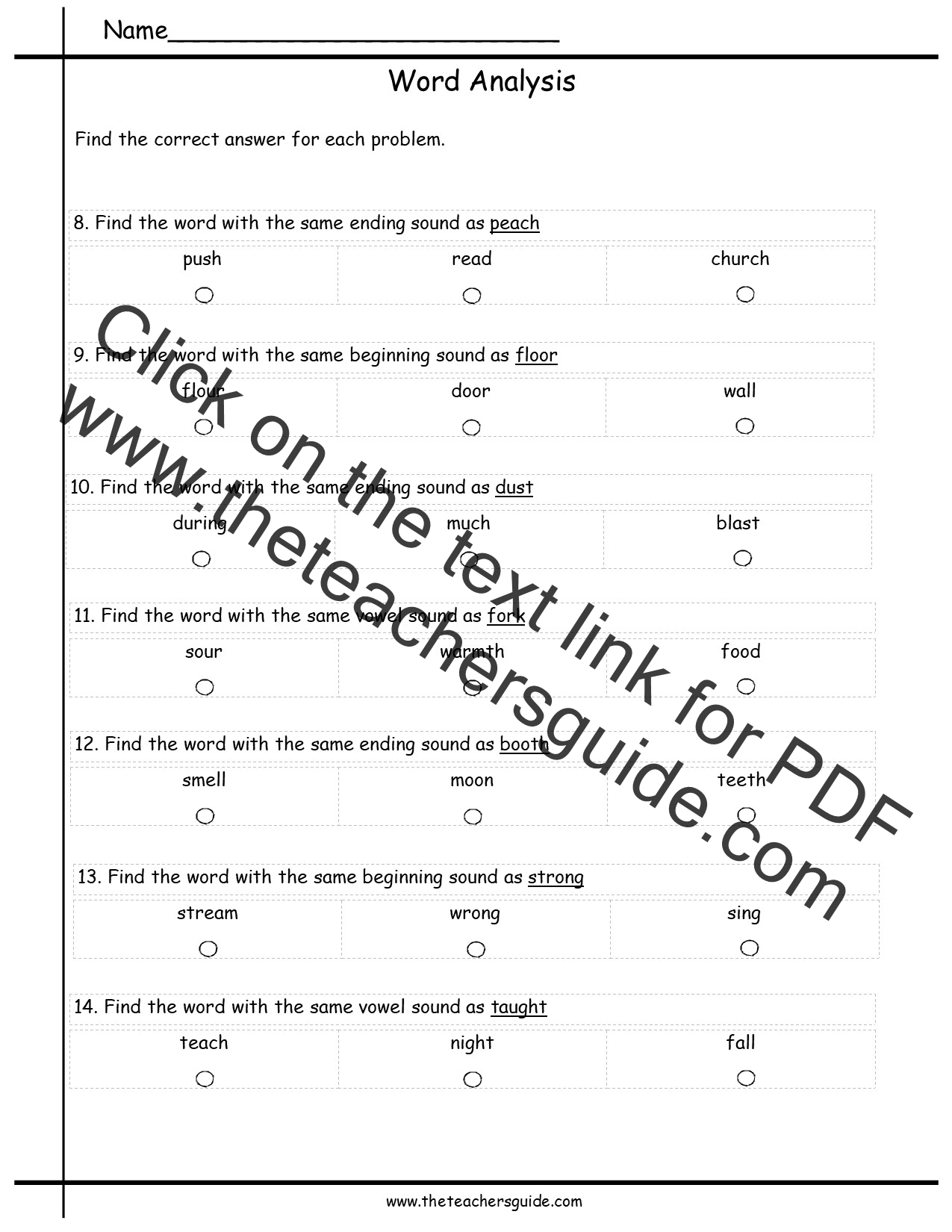 Free Phonics Printouts from The Teacher's Guide