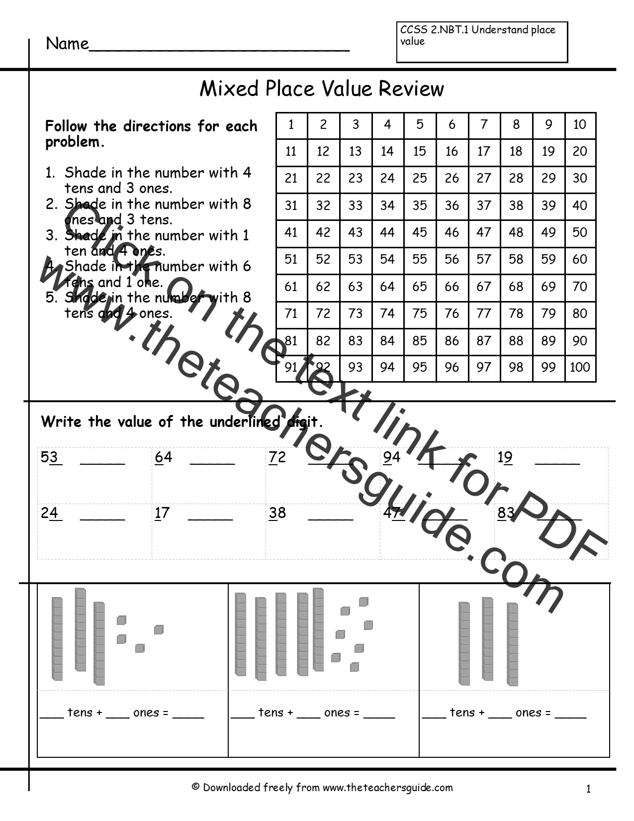 Place Value Worksheets From The Teacher s Guide